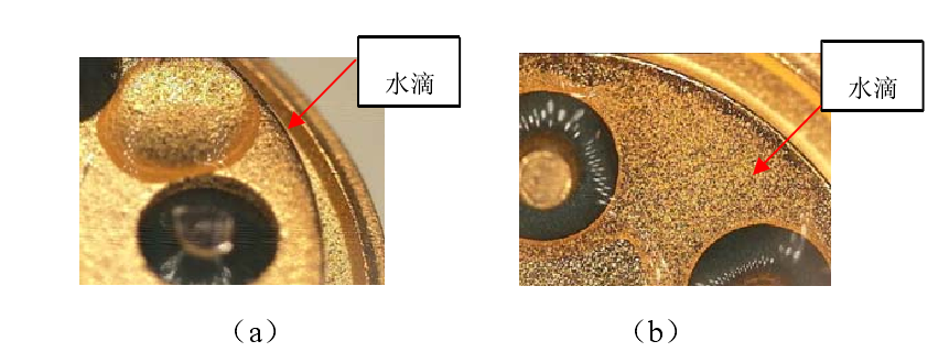 镀金层等离子清洗前后水滴角对比