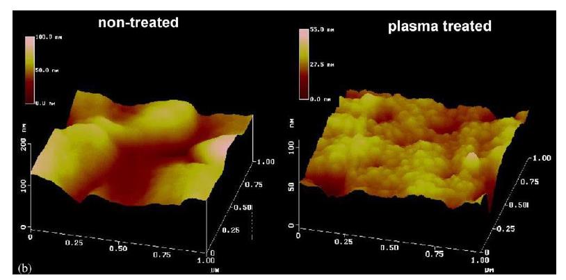 等离子处理前后表面形貌变化