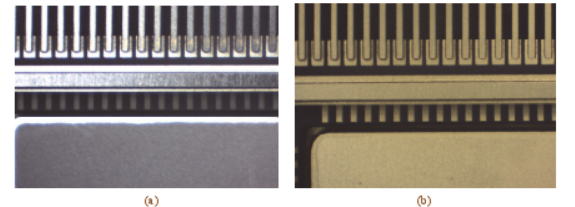 图 7 采用等离子清洗改善方案的电镀前(a)、后(b)瓷件的照片